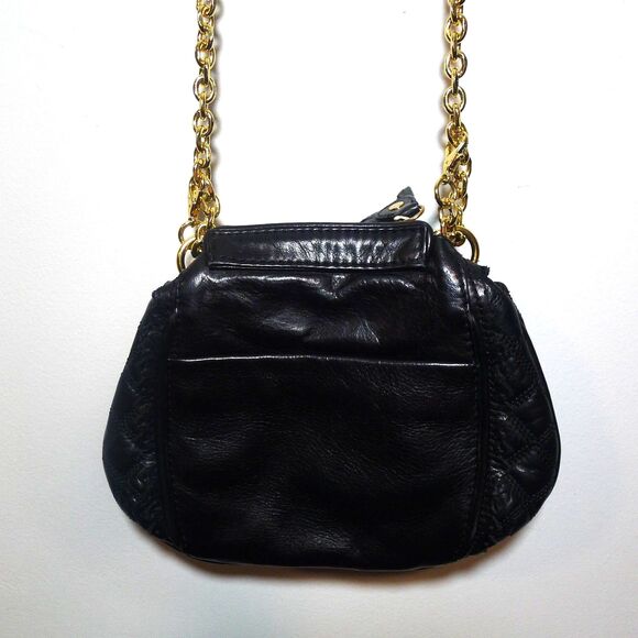 Vintage Y2K Juicy Couture Leather Pull Chain Crossbody Bag - Black/Gold - Picture 3 of 11